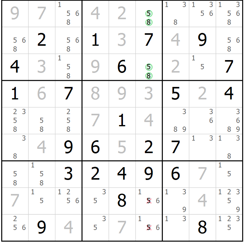 Position des candidats pour la solution de la Gr 41 page 44 du magazine de sudoku Maestro n° 101