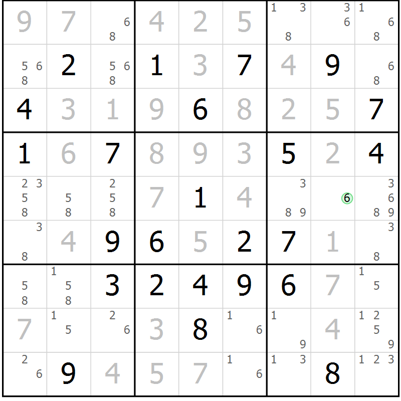Position des candidats pour la solution de la Gr 41 page 44 du magazine de sudoku Maestro n° 101