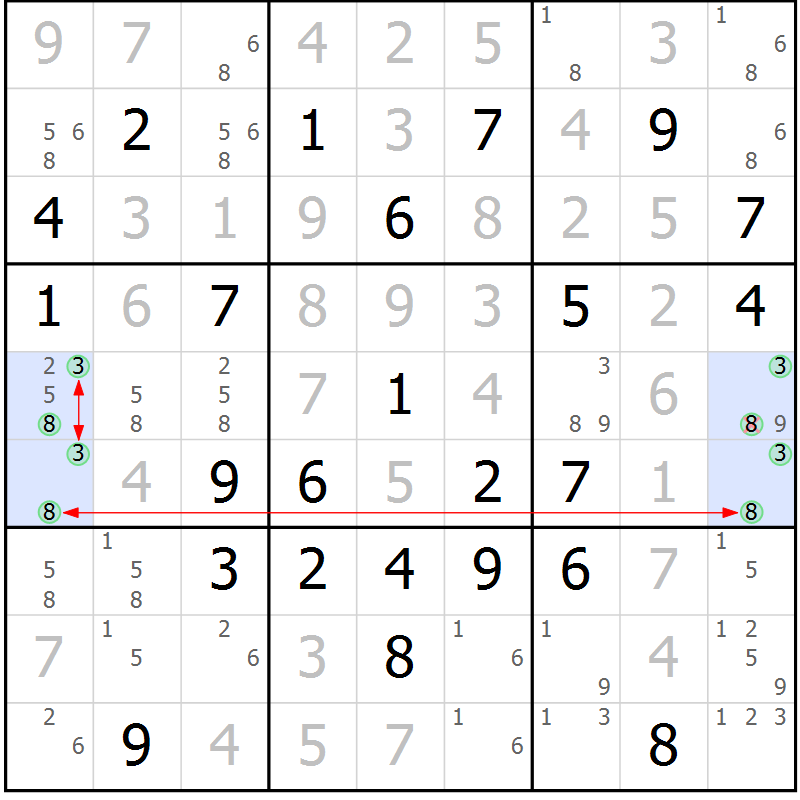 Position des candidats pour la solution de la Gr 41 page 44 du magazine de sudoku Maestro n° 101