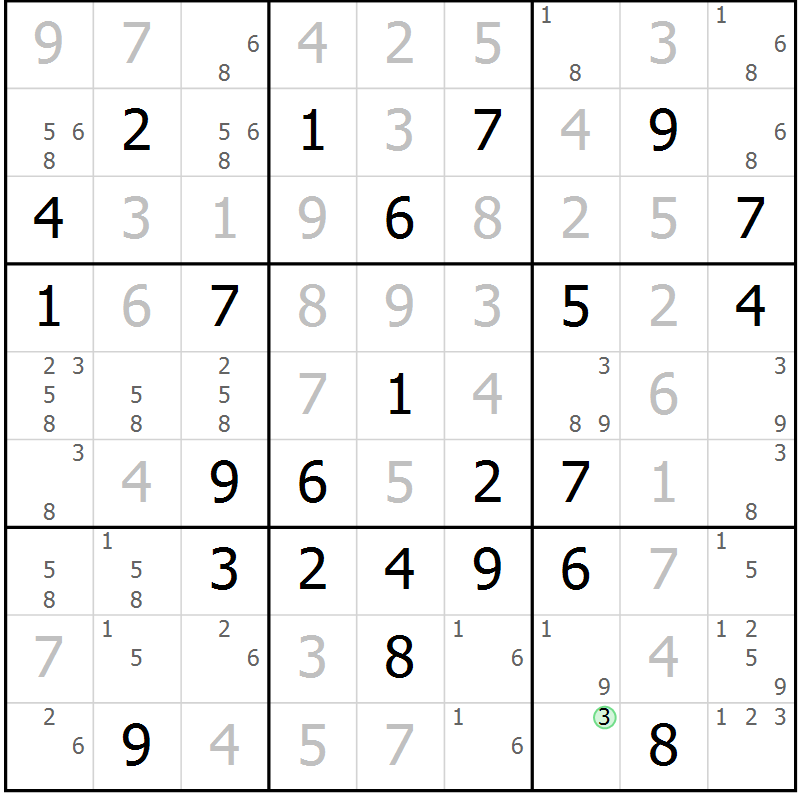 Position des candidats pour la solution de la Gr 41 page 44 du magazine de sudoku Maestro n° 101