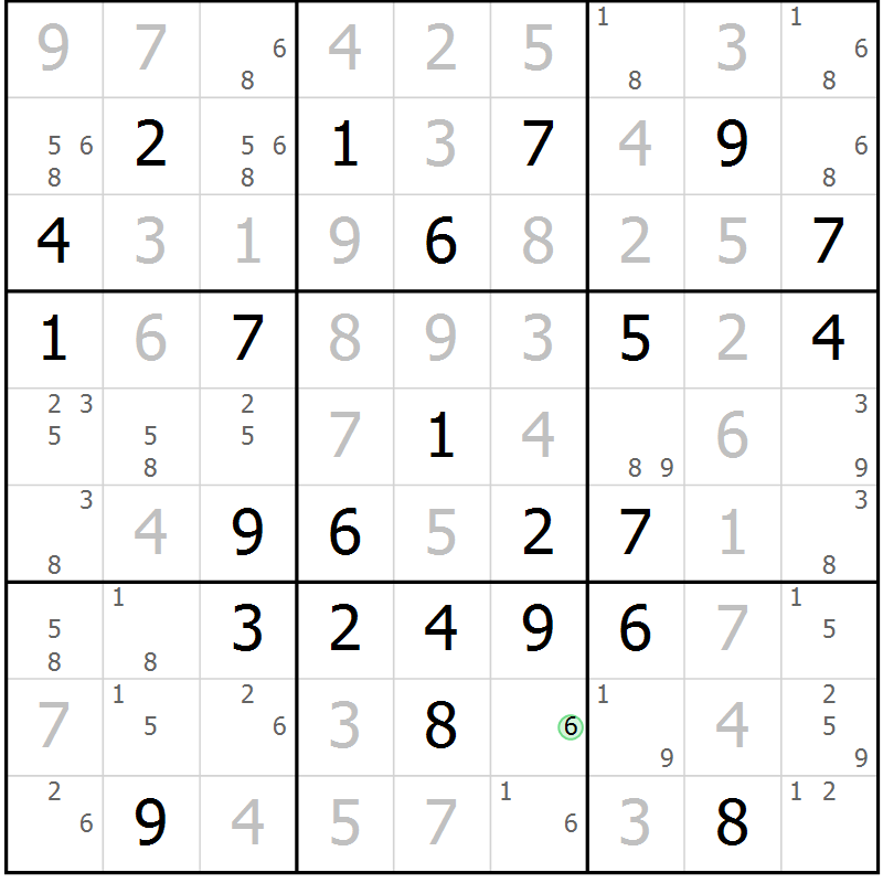 Position des candidats pour la solution de la Gr 41 page 44 du magazine de sudoku Maestro n° 101