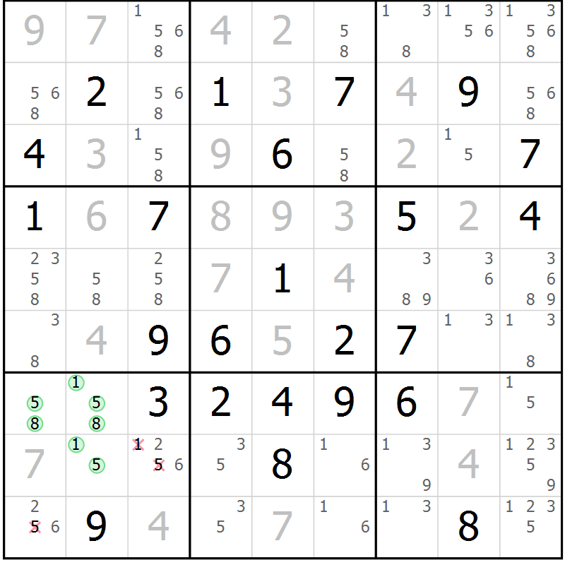 Position des candidats pour la solution de la Gr 41 page 44 du magazine de sudoku Maestro n° 101