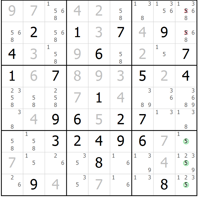 Position des candidats pour la solution de la Gr 41 page 44 du magazine de sudoku Maestro n° 101