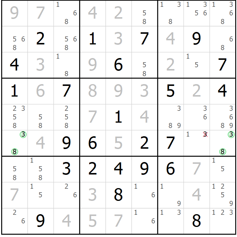 Position des candidats pour la solution de la Gr 41 page 44 du magazine de sudoku Maestro n° 101