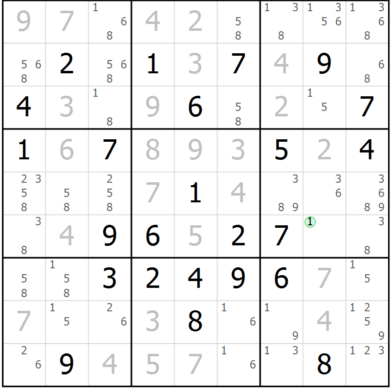 Position des candidats pour la solution de la Gr 41 page 44 du magazine de sudoku Maestro n° 101