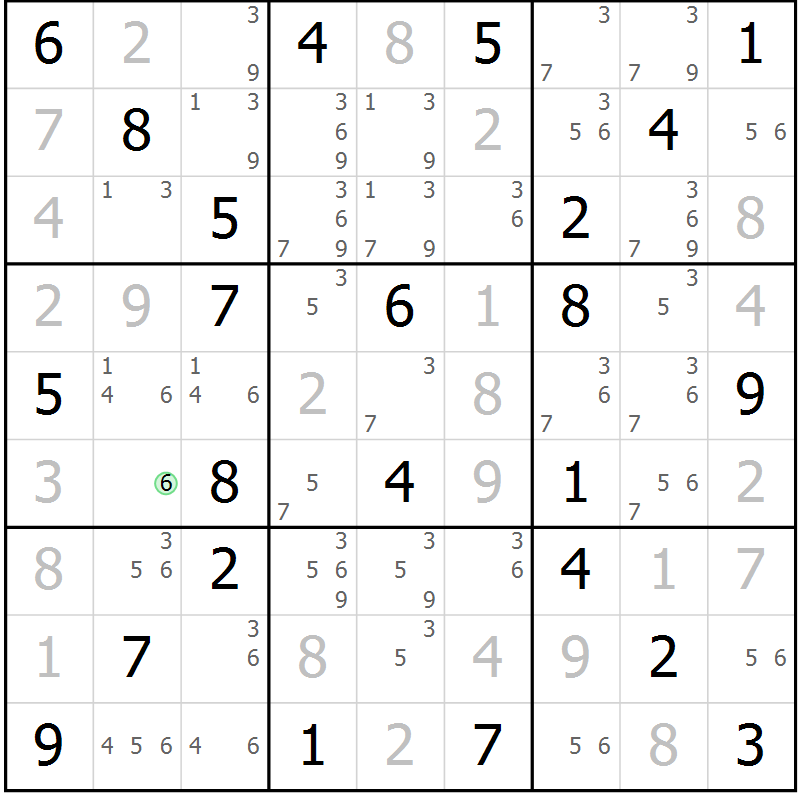 Position des candidats pour la solution de la Gr 42 page 45 du magazine de sudoku Maestro n° 101