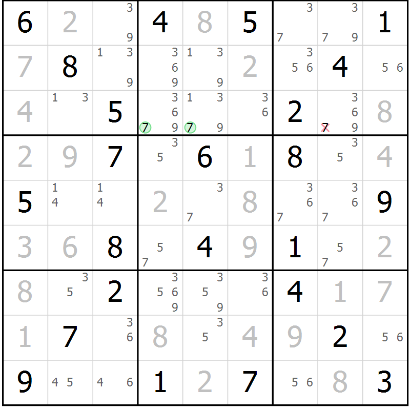 Position des candidats pour la solution de la Gr 42 page 45 du magazine de sudoku Maestro n° 101