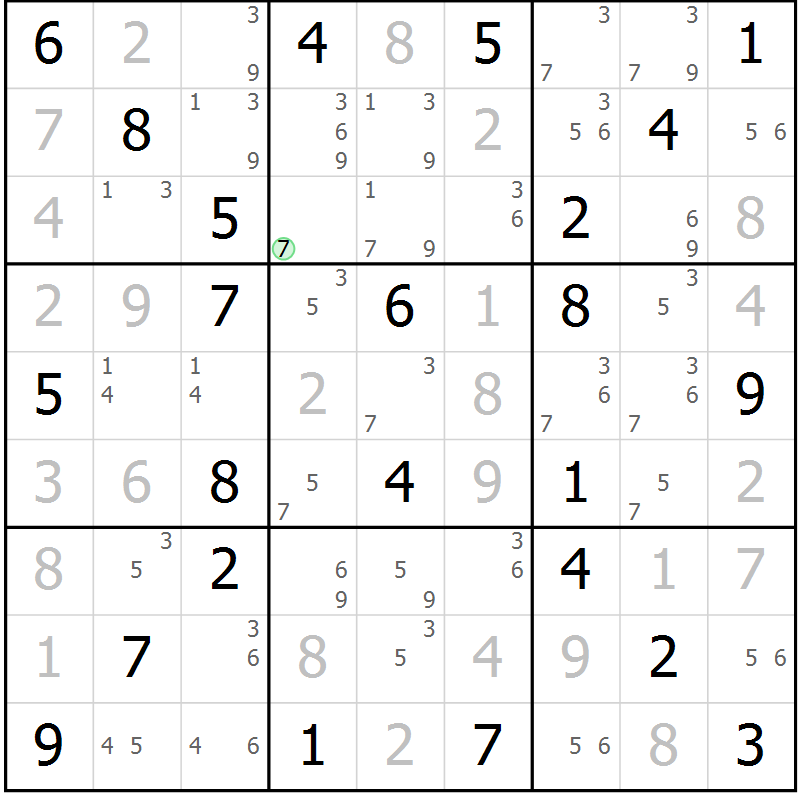 Position des candidats pour la solution de la Gr 42 page 45 du magazine de sudoku Maestro n° 101