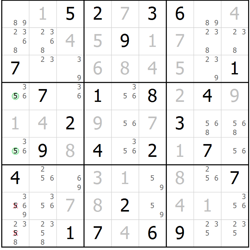 Position des candidats pour la solution de la Gr 43 page 46 du magazine de sudoku Maestro n° 101