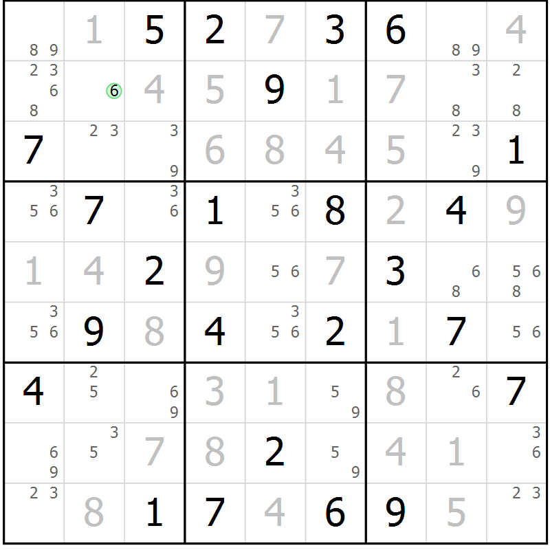 Position des candidats pour la solution de la Gr 43 page 46 du magazine de sudoku Maestro n° 101