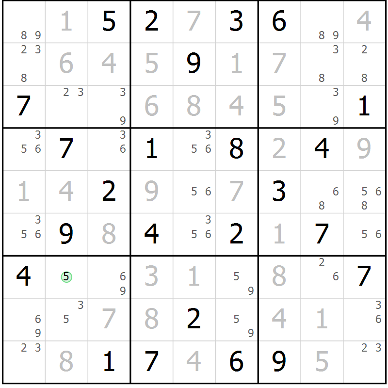 Position des candidats pour la solution de la Gr 43 page 46 du magazine de sudoku Maestro n° 101