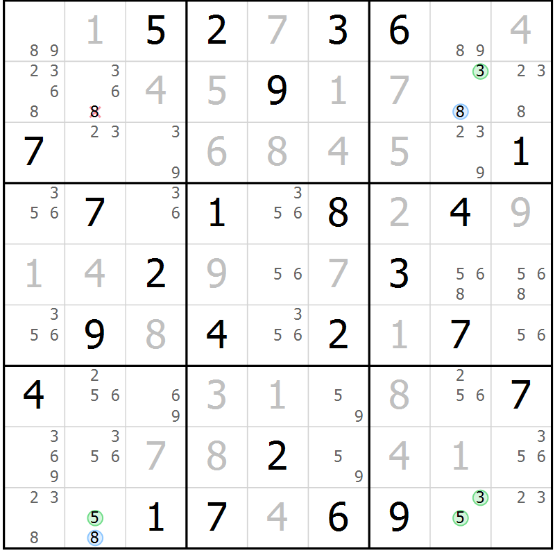 Position des candidats pour la solution de la Gr 43 page 46 du magazine de sudoku Maestro n° 101