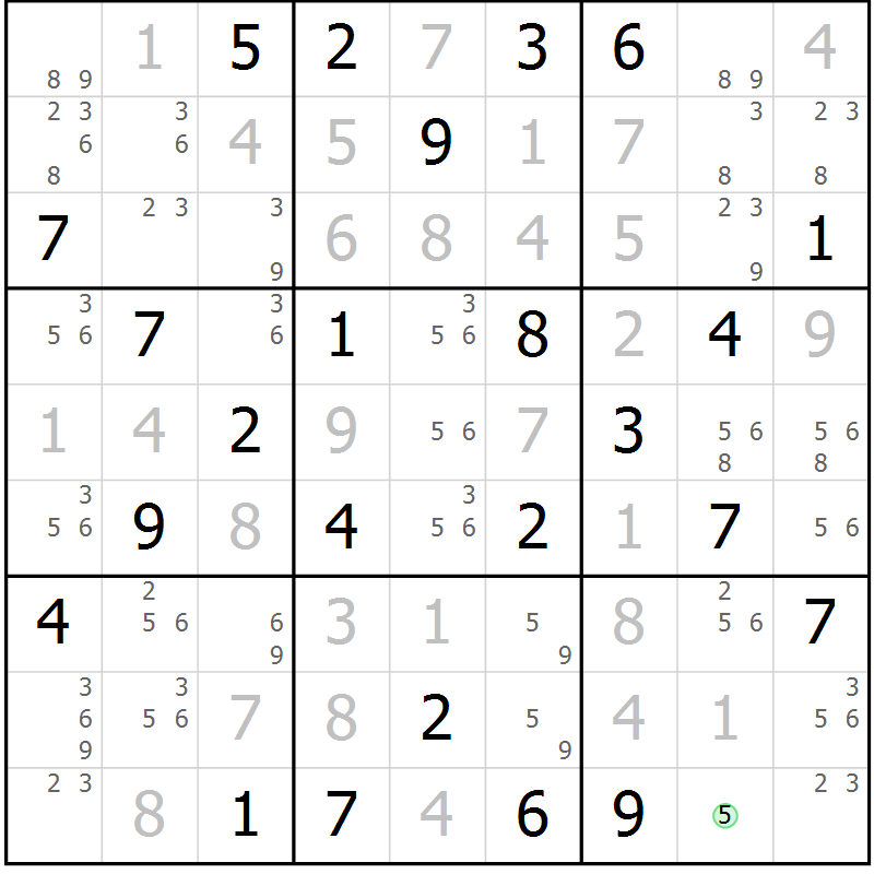 Position des candidats pour la solution de la Gr 43 page 46 du magazine de sudoku Maestro n° 101