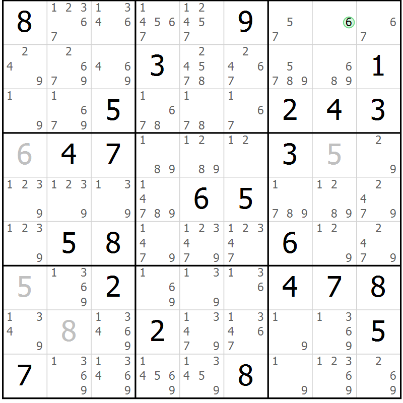 Position des candidats pour la solution de la Gr 44 page 47 du magazine de sudoku Maestro n° 101