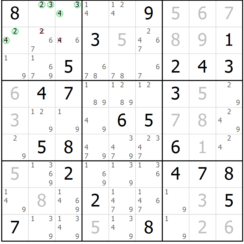 Position des candidats pour la solution de la Gr 44 page 47 du magazine de sudoku Maestro n° 101