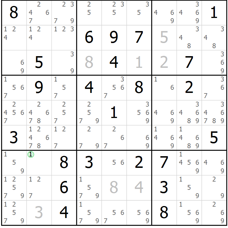 Position des candidats pour la solution de la Gr 45 page 48 du magazine de sudoku Maestro n° 101