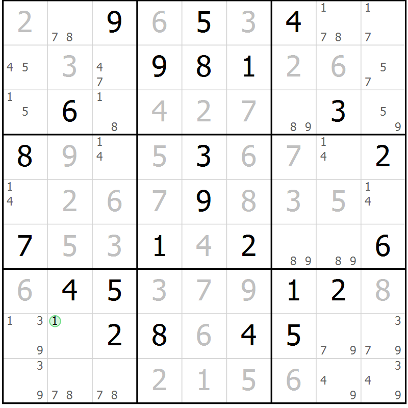 Position des candidats pour la solution de la Gr 46 page 49 du magazine de sudoku Maestro n° 101