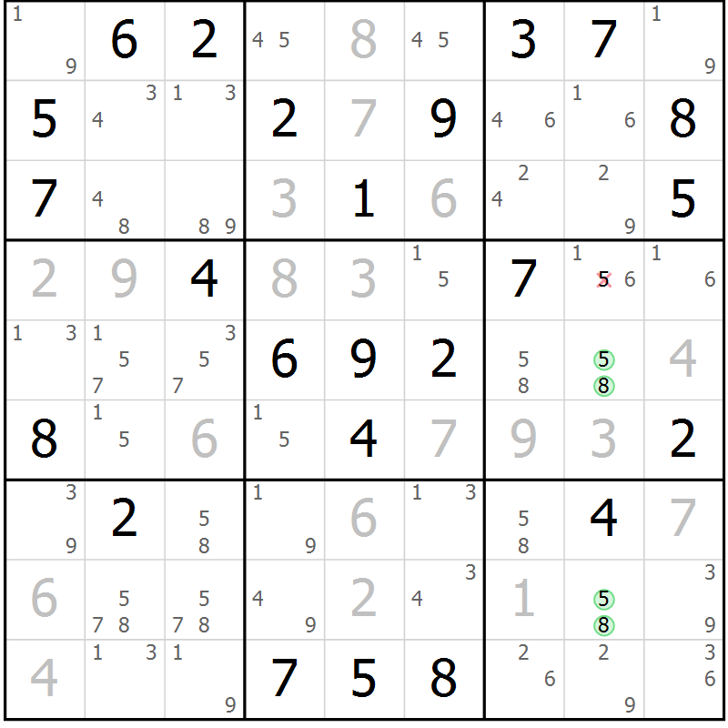 Position des candidats pour la solution de la Gr 47 page 50 du magazine de sudoku Maestro n° 101