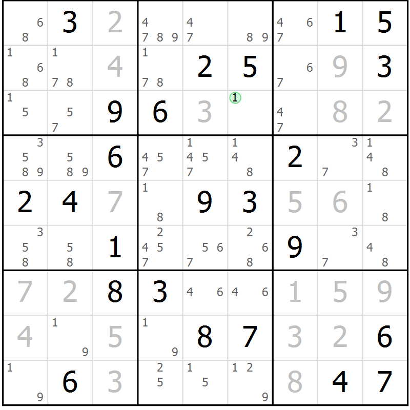 Position des candidats pour la solution de la Gr 51 page 54 du magazine de sudoku Maestro n° 101