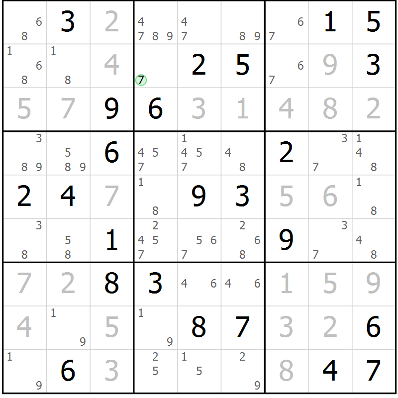 Position des candidats pour la solution de la Gr 51 page 54 du magazine de sudoku Maestro n° 101