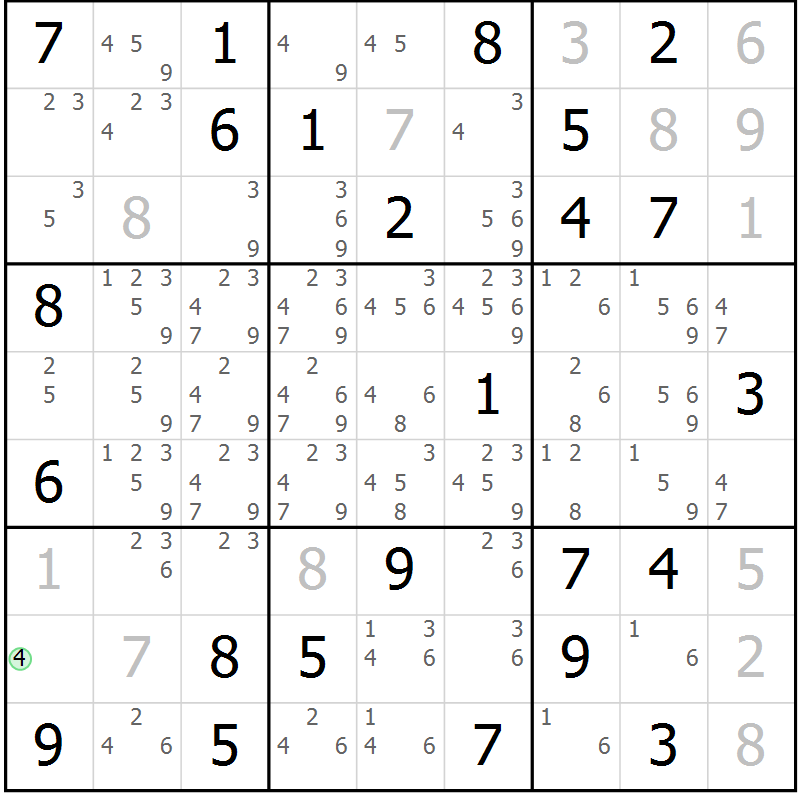 Position des candidats pour la solution de la Gr 52 page 55 du magazine de sudoku Maestro n° 101