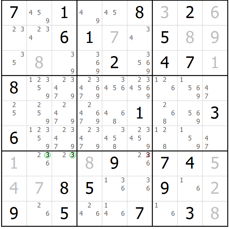 Position des candidats pour la solution de la Gr 52 page 55 du magazine de sudoku Maestro n° 101