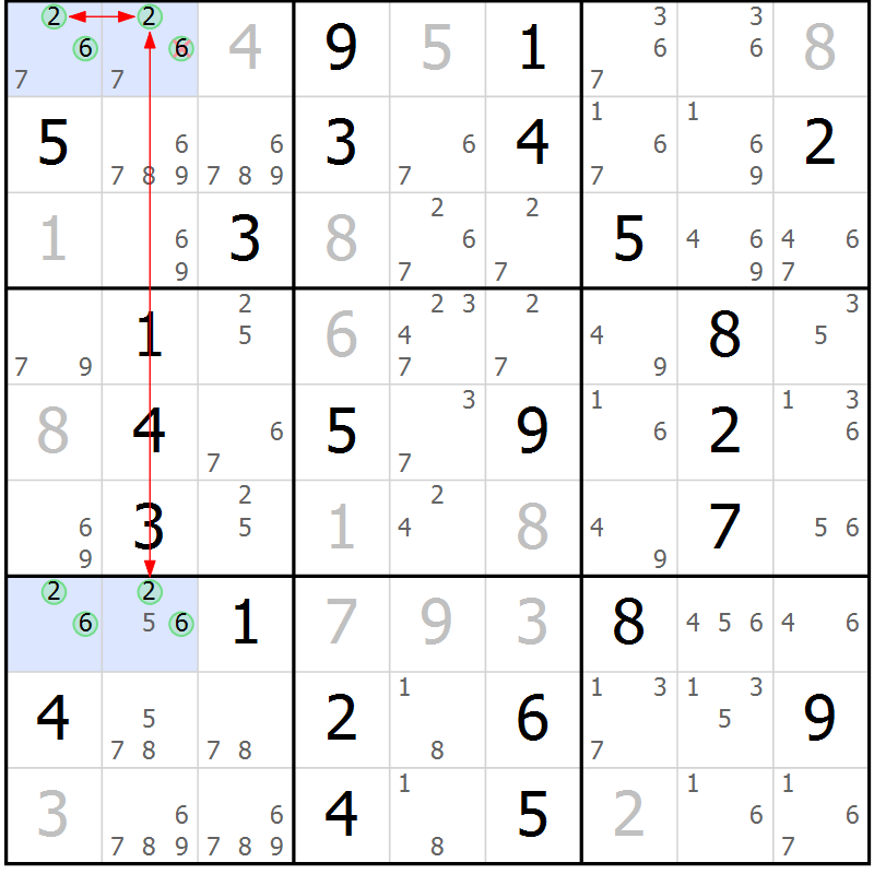 Position des candidats pour la solution de la Gr 53 page 56 du magazine de sudoku Maestro n° 101