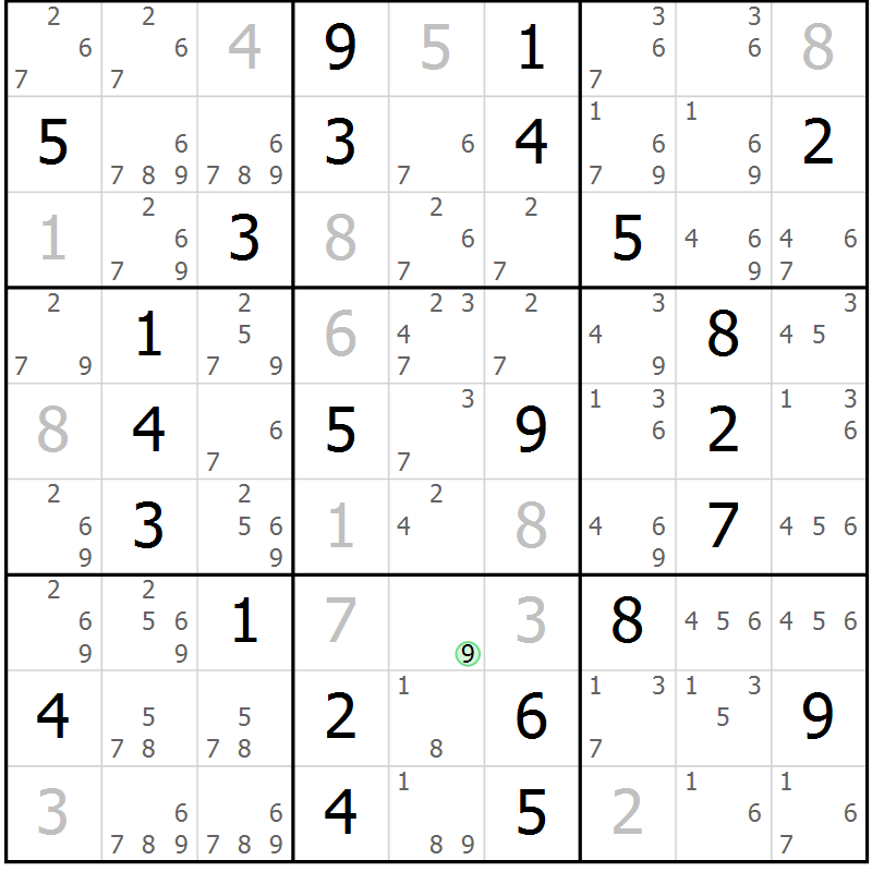 Position des candidats pour la solution de la Gr 53 page 56 du magazine de sudoku Maestro n° 101