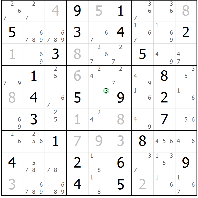 Position des candidats pour la solution de la Gr 53 page 56 du magazine de sudoku Maestro n° 101