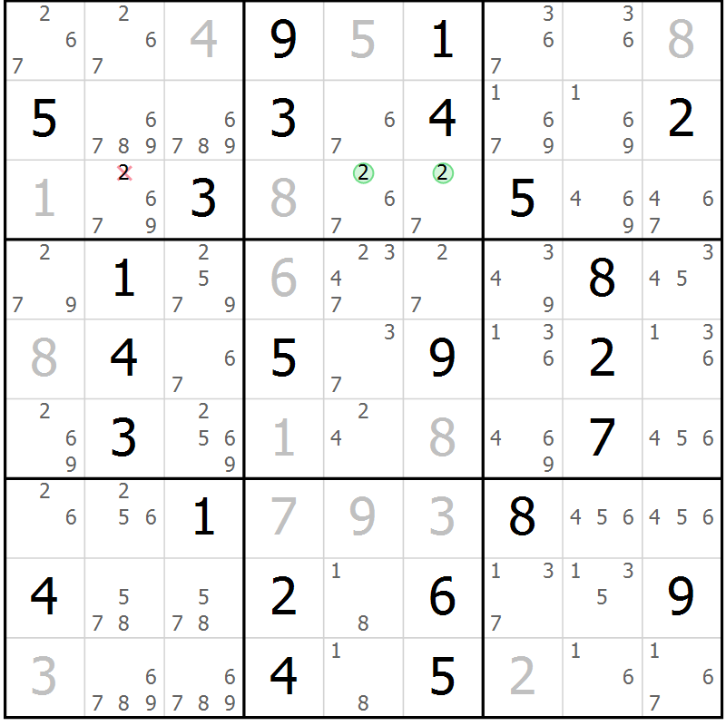 Position des candidats pour la solution de la Gr 53 page 56 du magazine de sudoku Maestro n° 101