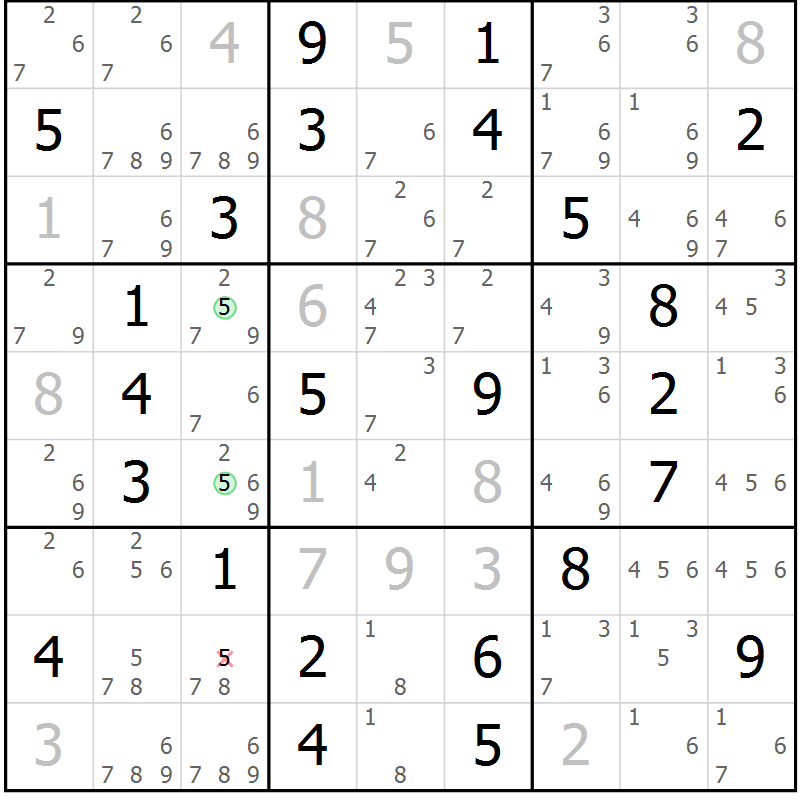 Position des candidats pour la solution de la Gr 53 page 56 du magazine de sudoku Maestro n° 101