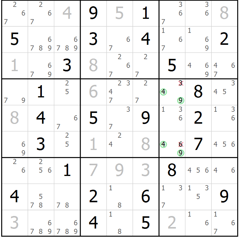 Position des candidats pour la solution de la Gr 53 page 56 du magazine de sudoku Maestro n° 101