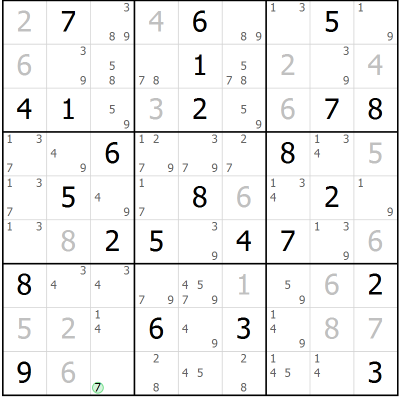 Position des candidats pour la solution de la Gr 54 page 57 du magazine de sudoku Maestro n° 101