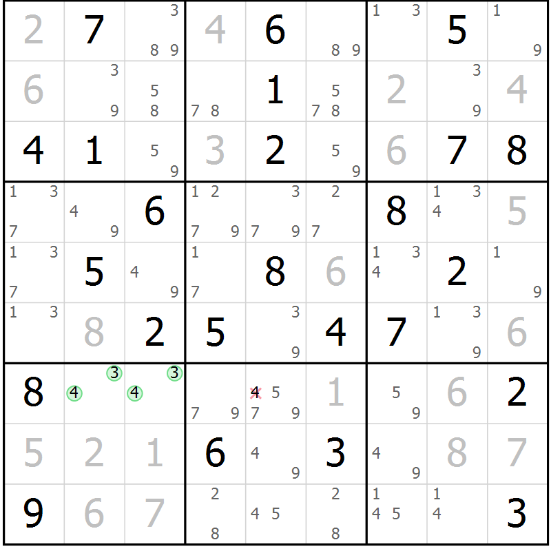 Position des candidats pour la solution de la Gr 54 page 57 du magazine de sudoku Maestro n° 101