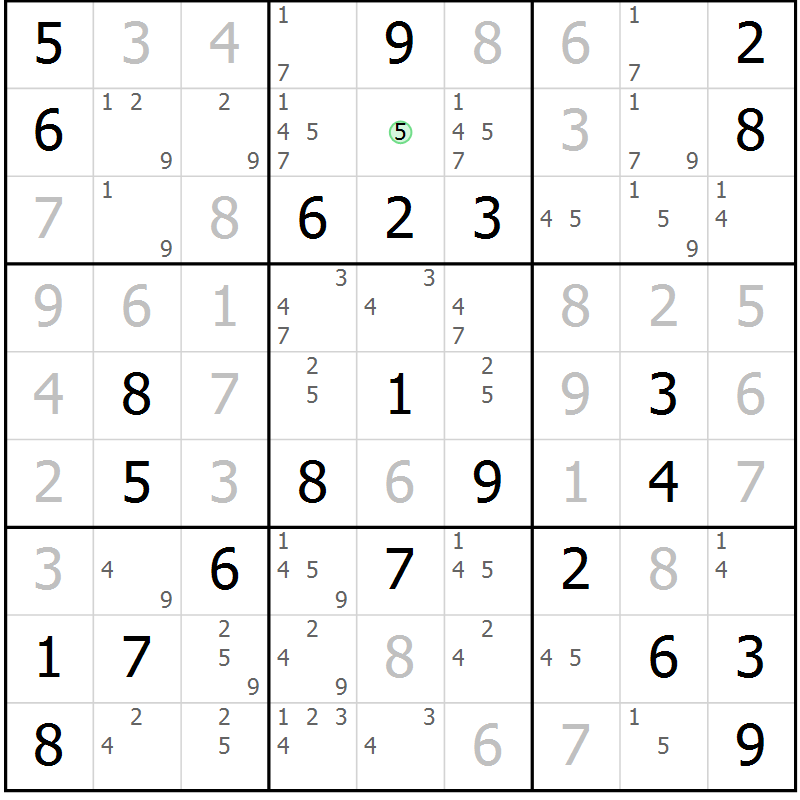 Position des candidats pour la solution de la Gr 56 page 59 du magazine de sudoku Maestro n° 101