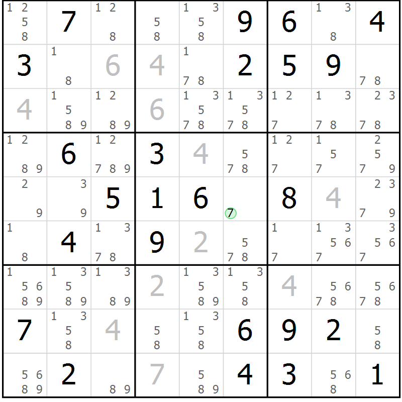 Position des candidats pour la solution de la Gr 59 page 62 du magazine de sudoku Maestro n° 101