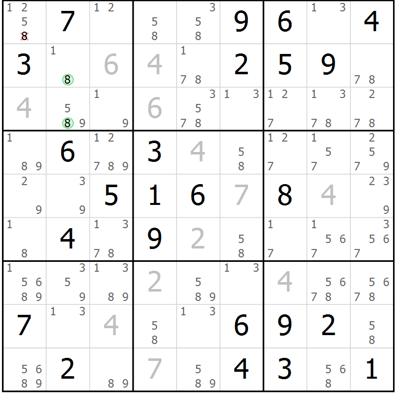 Position des candidats pour la solution de la Gr 59 page 62 du magazine de sudoku Maestro n° 101