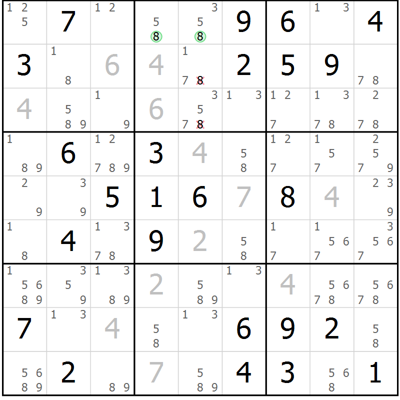 Position des candidats pour la solution de la Gr 59 page 62 du magazine de sudoku Maestro n° 101