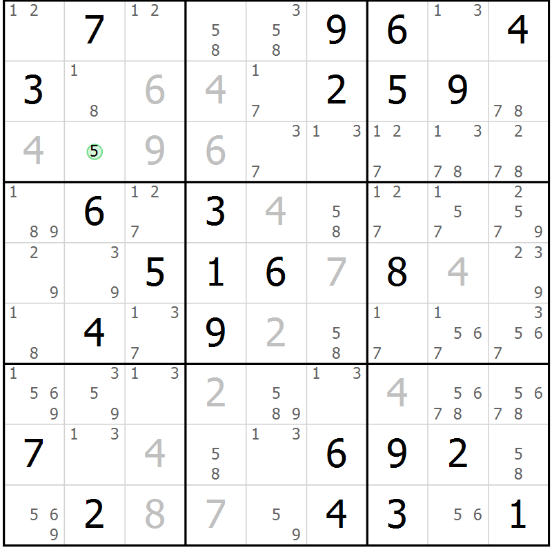 Position des candidats pour la solution de la Gr 59 page 62 du magazine de sudoku Maestro n° 101