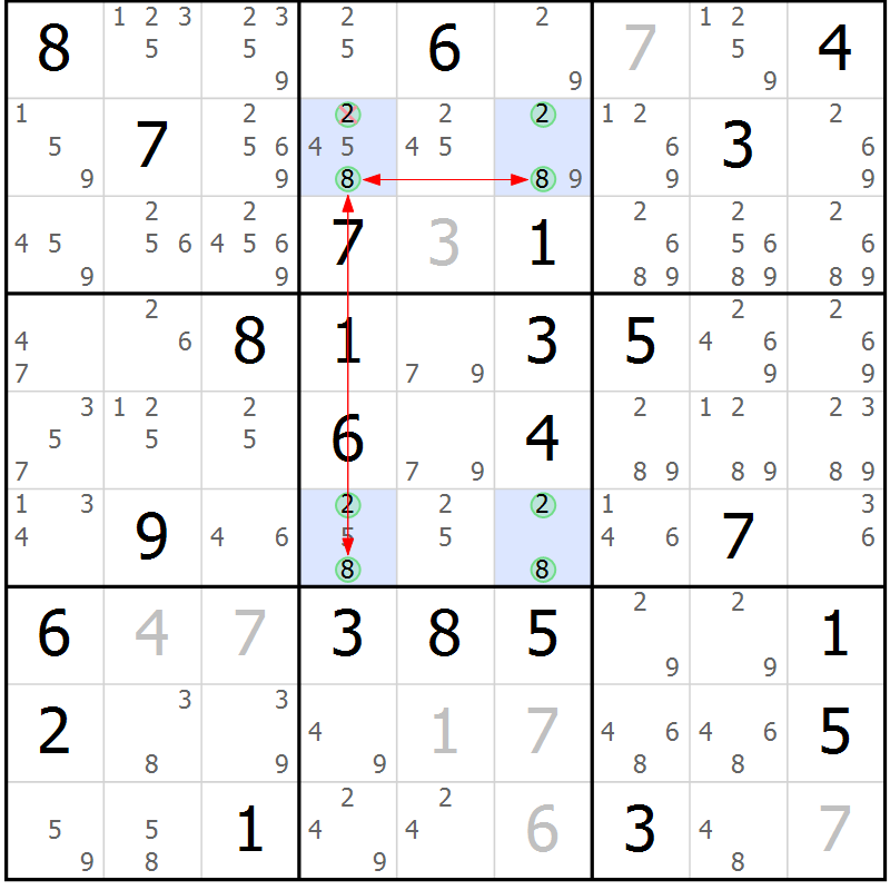 Position des candidats pour la solution de la Gr 60 page 63 du magazine de sudoku Maestro n° 101