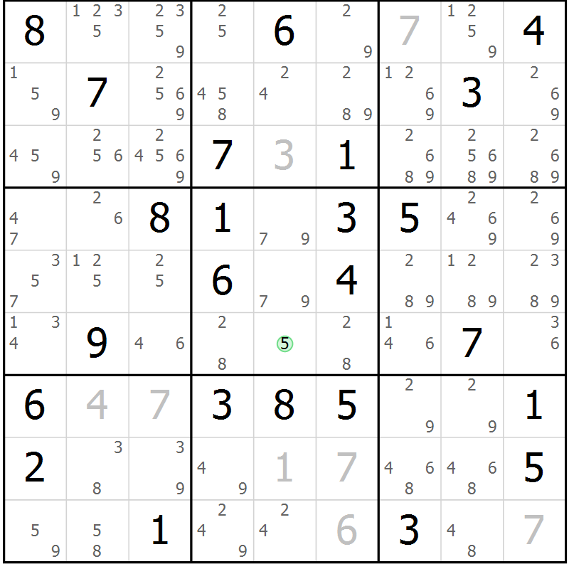 Position des candidats pour la solution de la Gr 60 page 63 du magazine de sudoku Maestro n° 101
