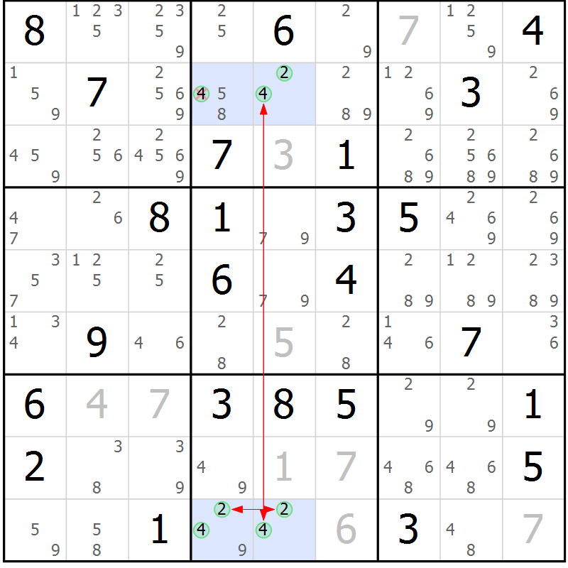 Position des candidats pour la solution de la Gr 60 page 63 du magazine de sudoku Maestro n° 101
