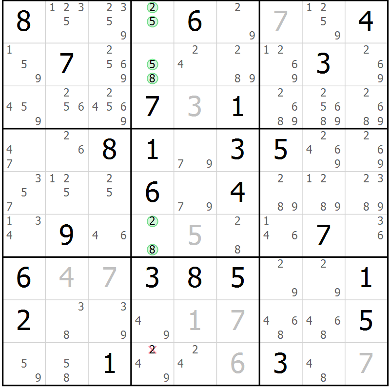 Position des candidats pour la solution de la Gr 60 page 63 du magazine de sudoku Maestro n° 101