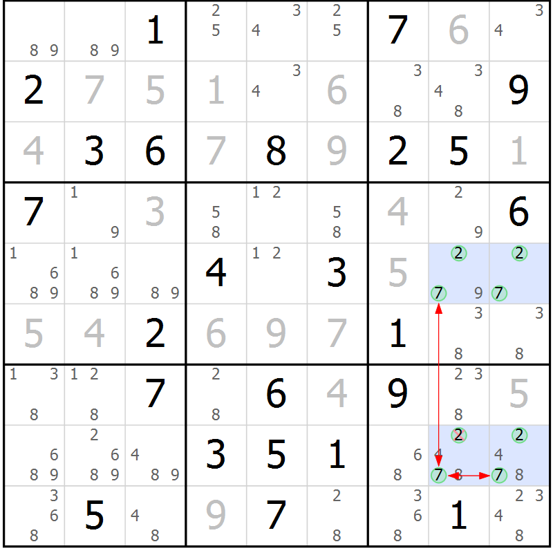 Position des candidats pour la solution de la Gr 61 page 64 du magazine de sudoku Maestro n° 101