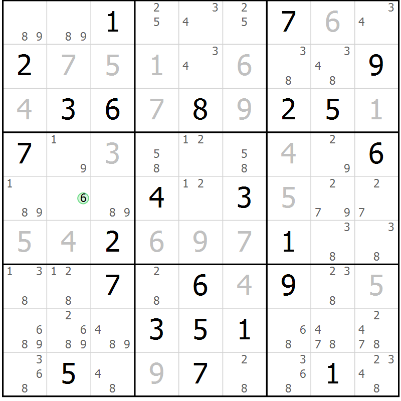 Position des candidats pour la solution de la Gr 61 page 64 du magazine de sudoku Maestro n° 101