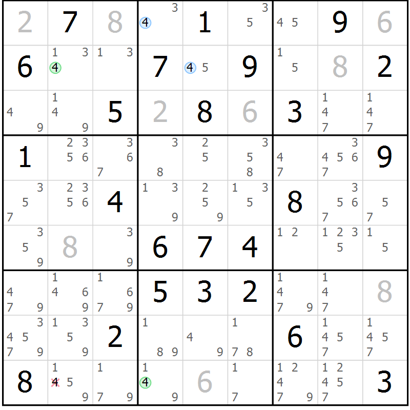 Position des candidats pour la solution de la Gr 62 page 65 du magazine de sudoku Maestro n° 101