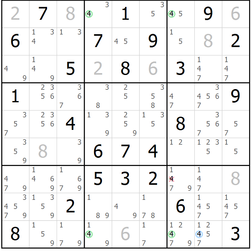 Position des candidats pour la solution de la Gr 62 page 65 du magazine de sudoku Maestro n° 101