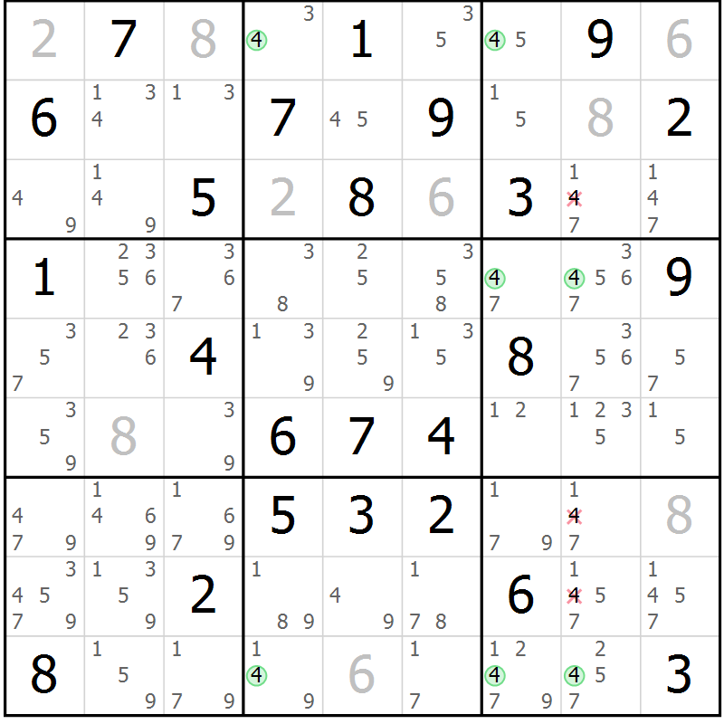 Position des candidats pour la solution de la Gr 62 page 65 du magazine de sudoku Maestro n° 101