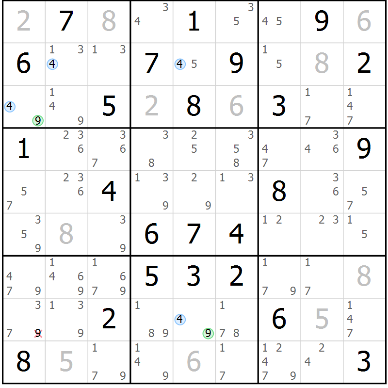 Position des candidats pour la solution de la Gr 62 page 65 du magazine de sudoku Maestro n° 101