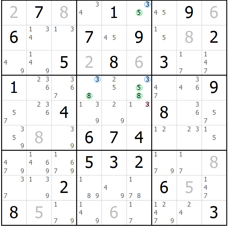 Position des candidats pour la solution de la Gr 62 page 65 du magazine de sudoku Maestro n° 101